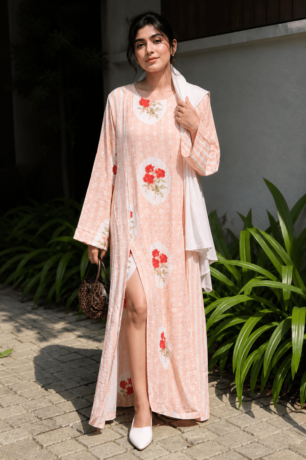 Peach Floral Maxi Dress