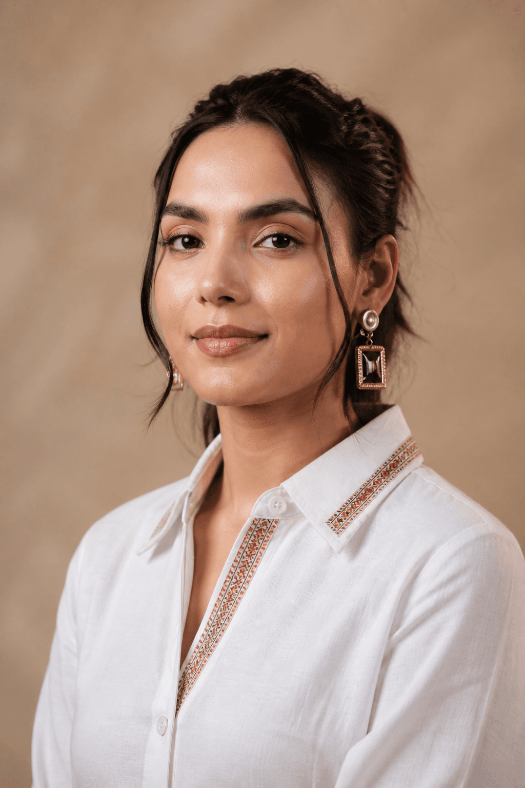 White Embroidered Cotton Shirt